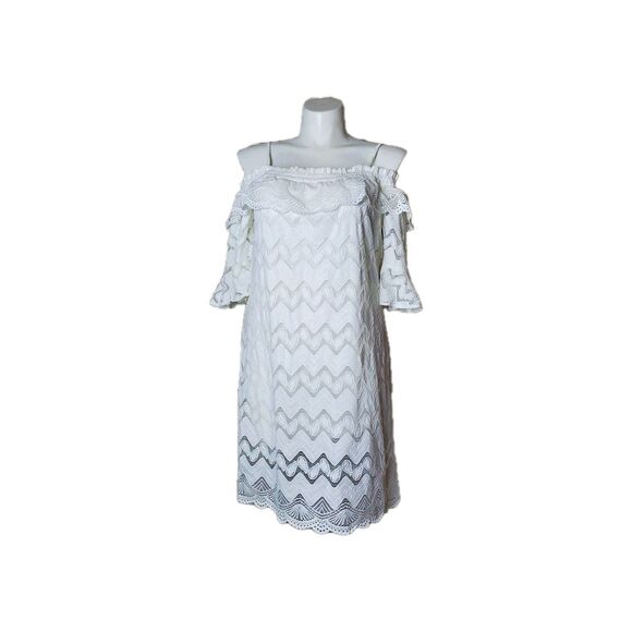 ViVi By Violet Weekend Ivory Lace Crochet Off the Shoulder White Dress Size XL - Picture 3 of 11